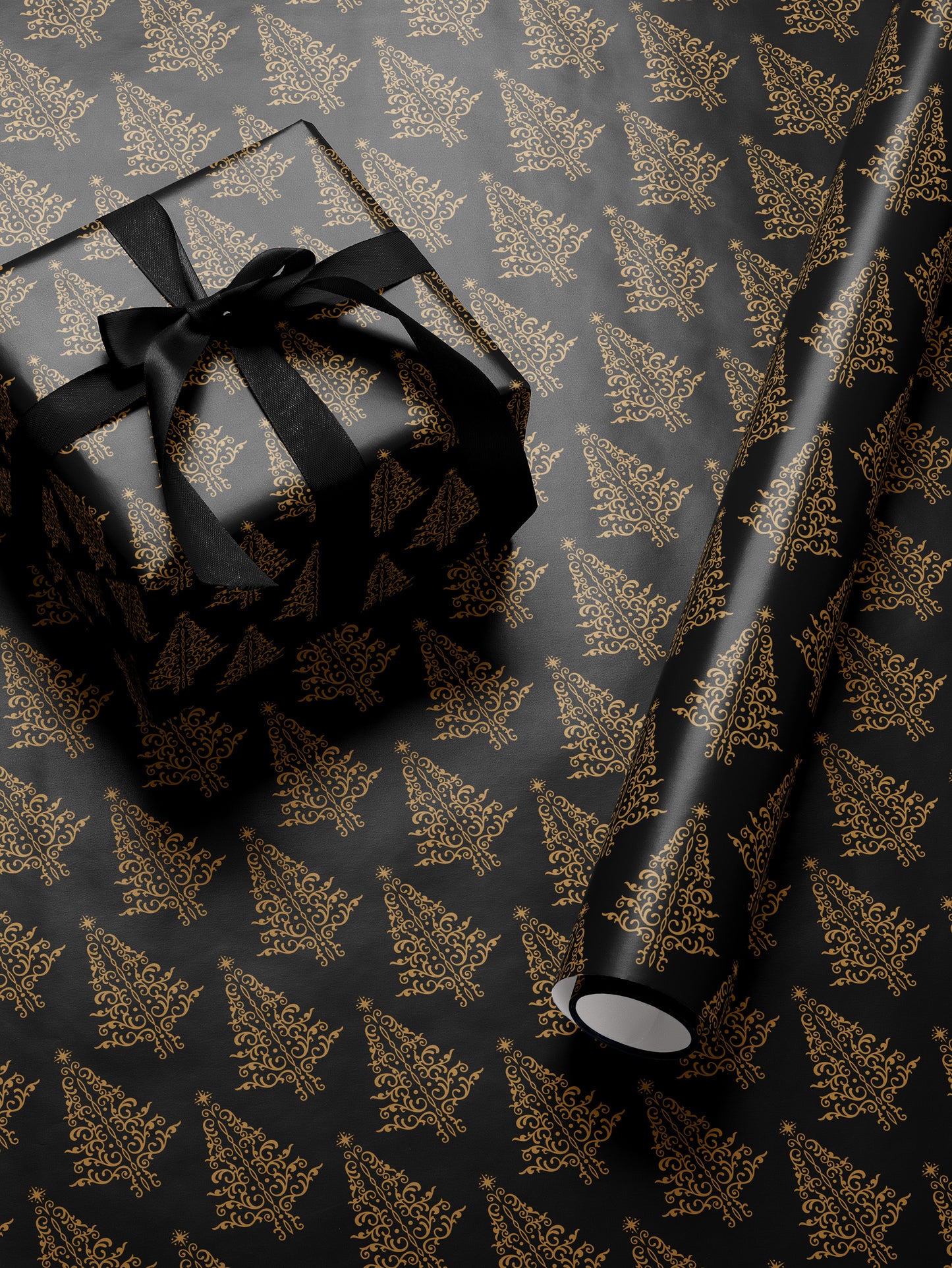 Elegant Christmas Tree - Black Wrapping Paper - House of Parlington