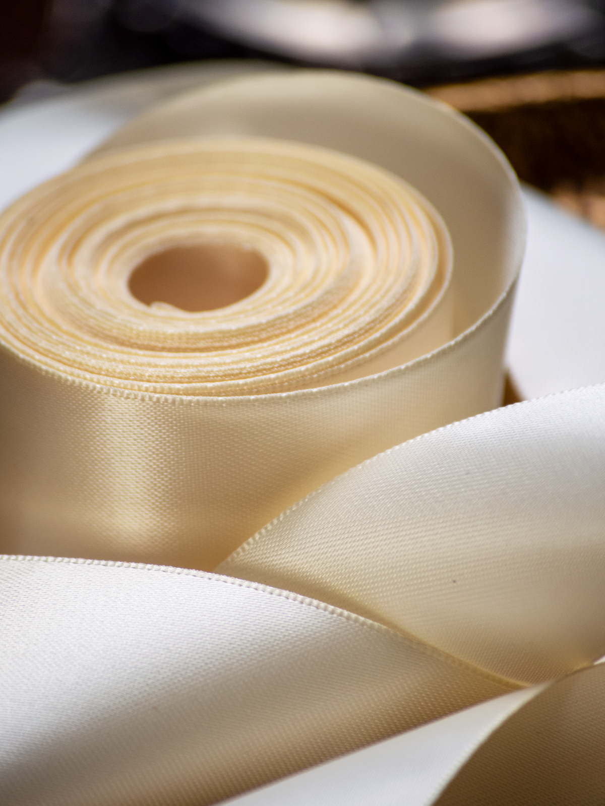 Ivory Double-Faced Satin Ribbon, 1.5"