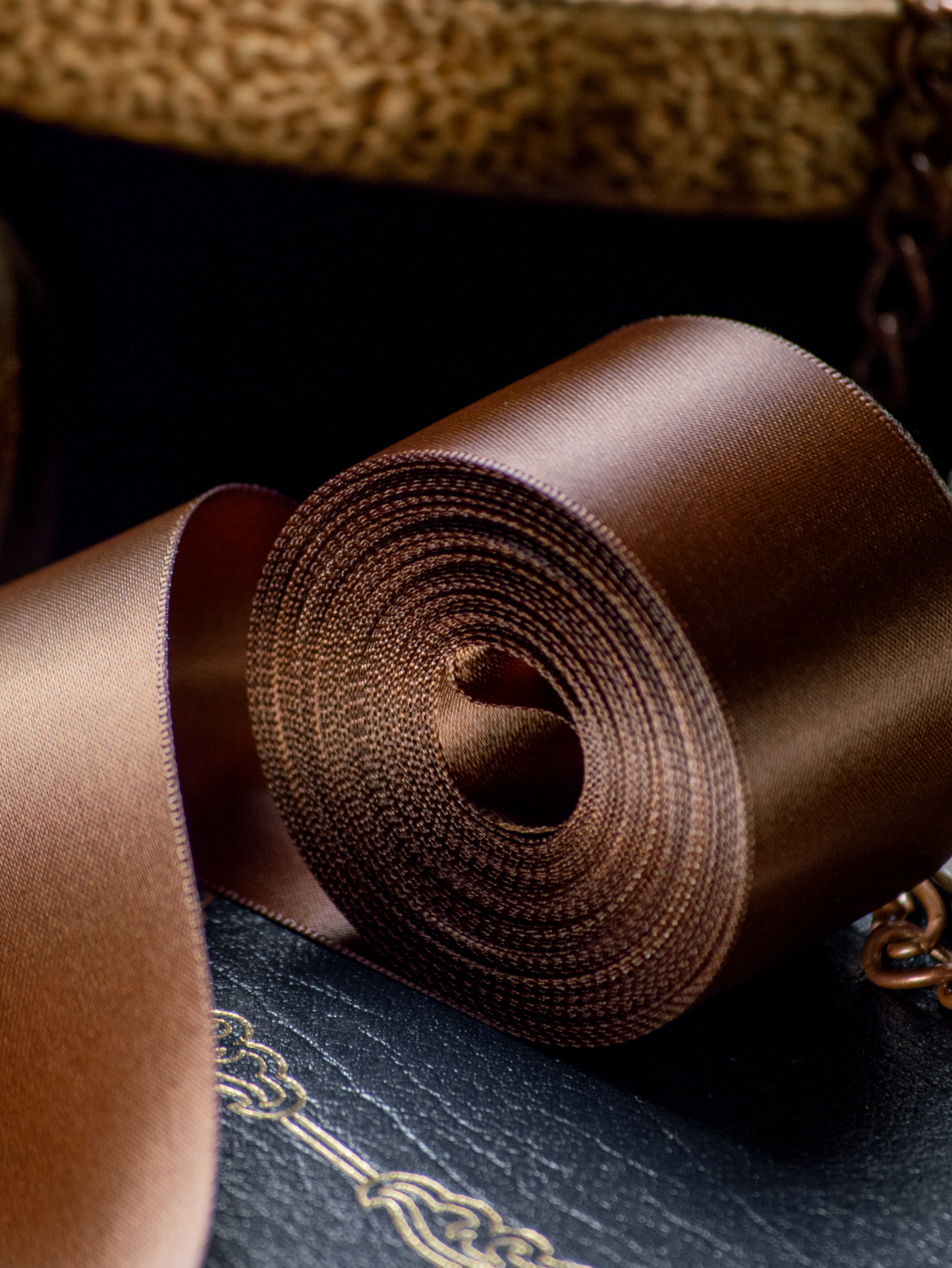 Brown Satin Ribbon - 1.5 Inch Double Faced