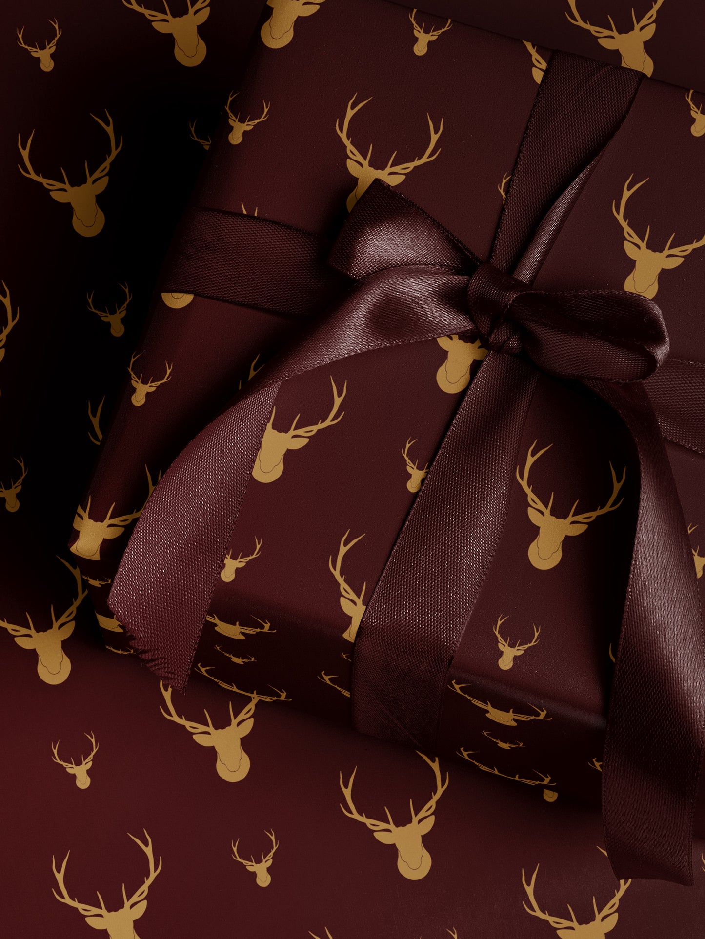 Golden Deer - Red Wrapping Paper - House of Parlington