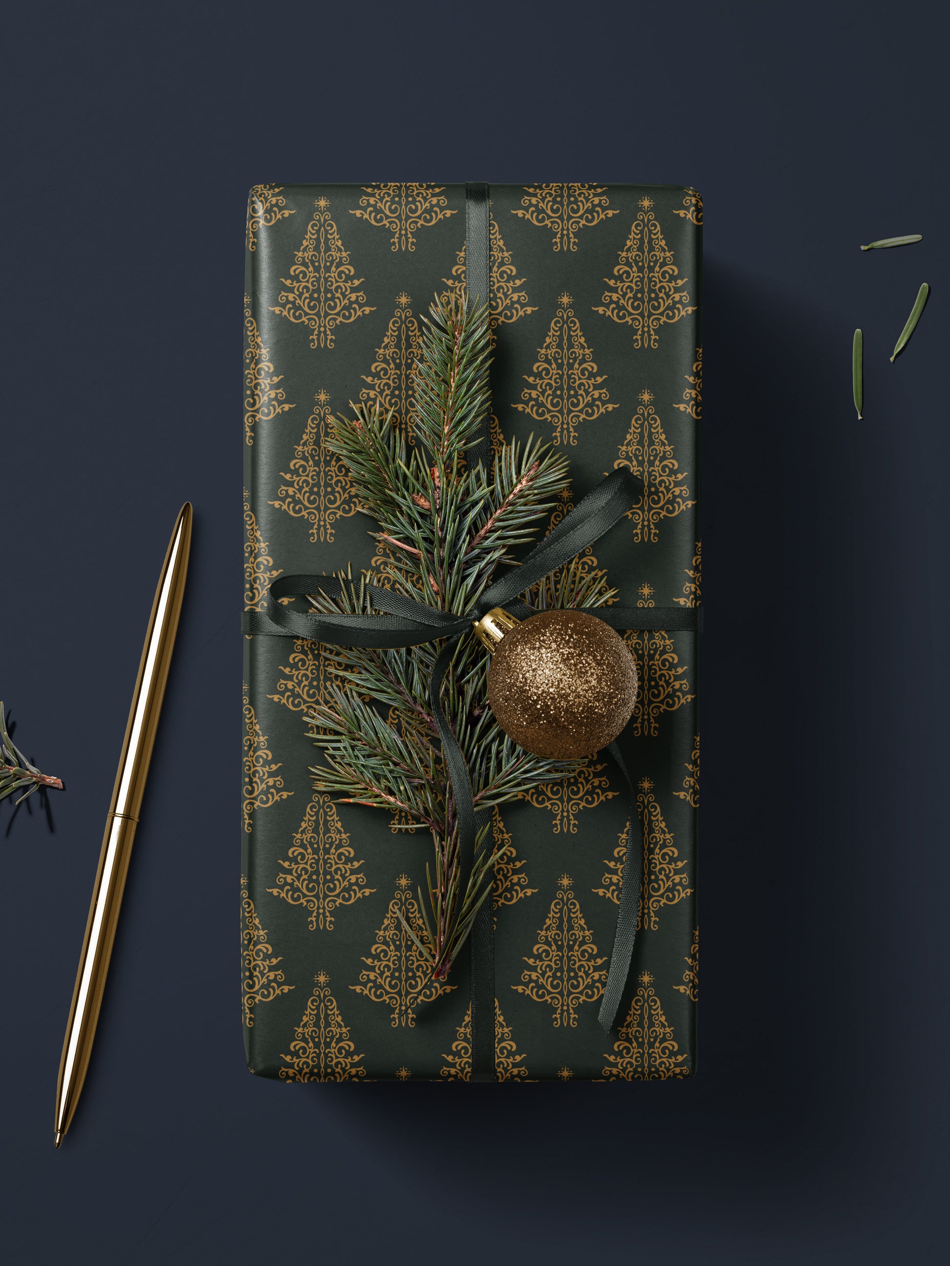 Elegant Christmas Tree - Green Wrapping Paper - House of Parlington