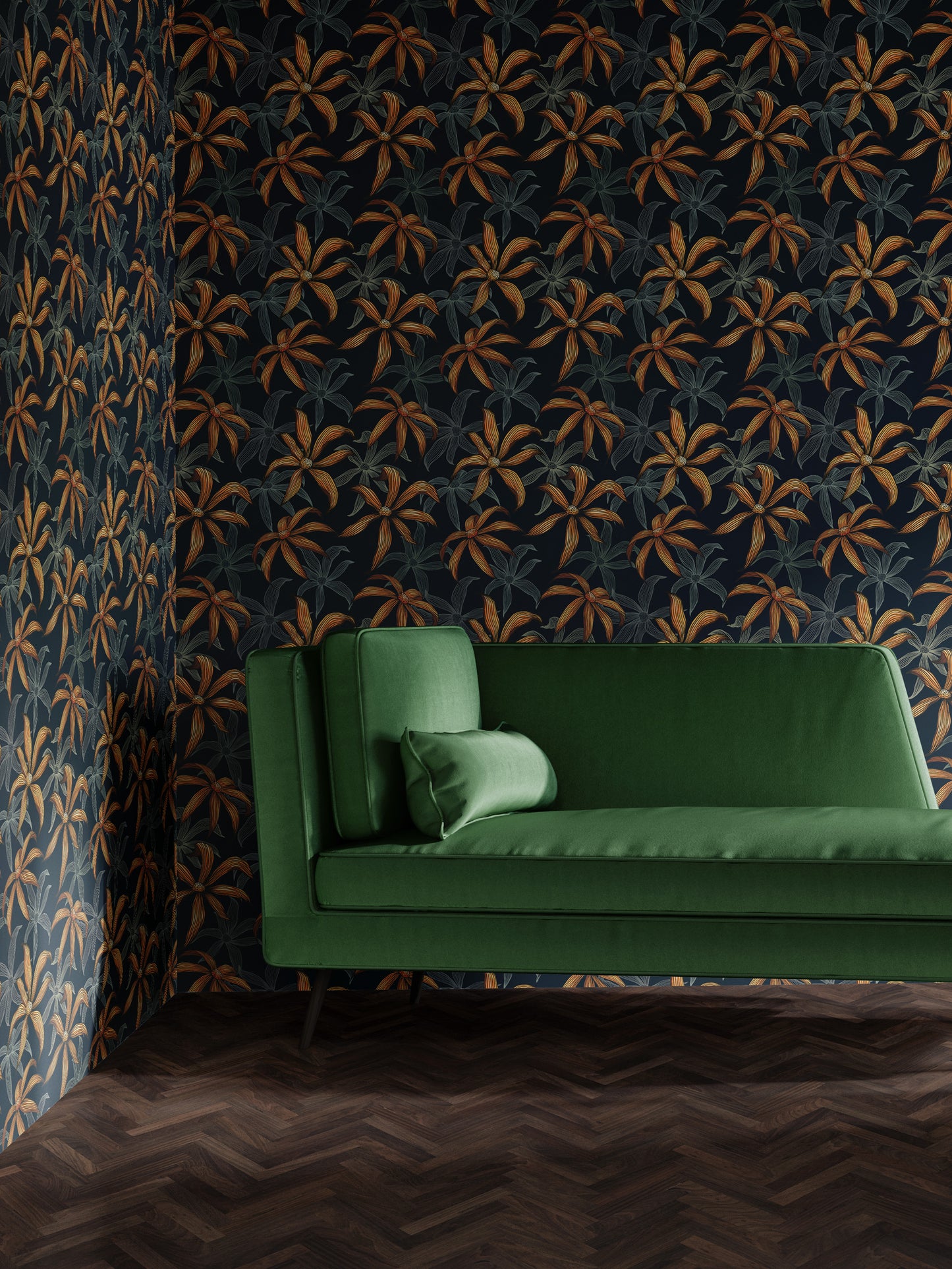 Tropical Orange Flower Wallpaper - House of Parlington