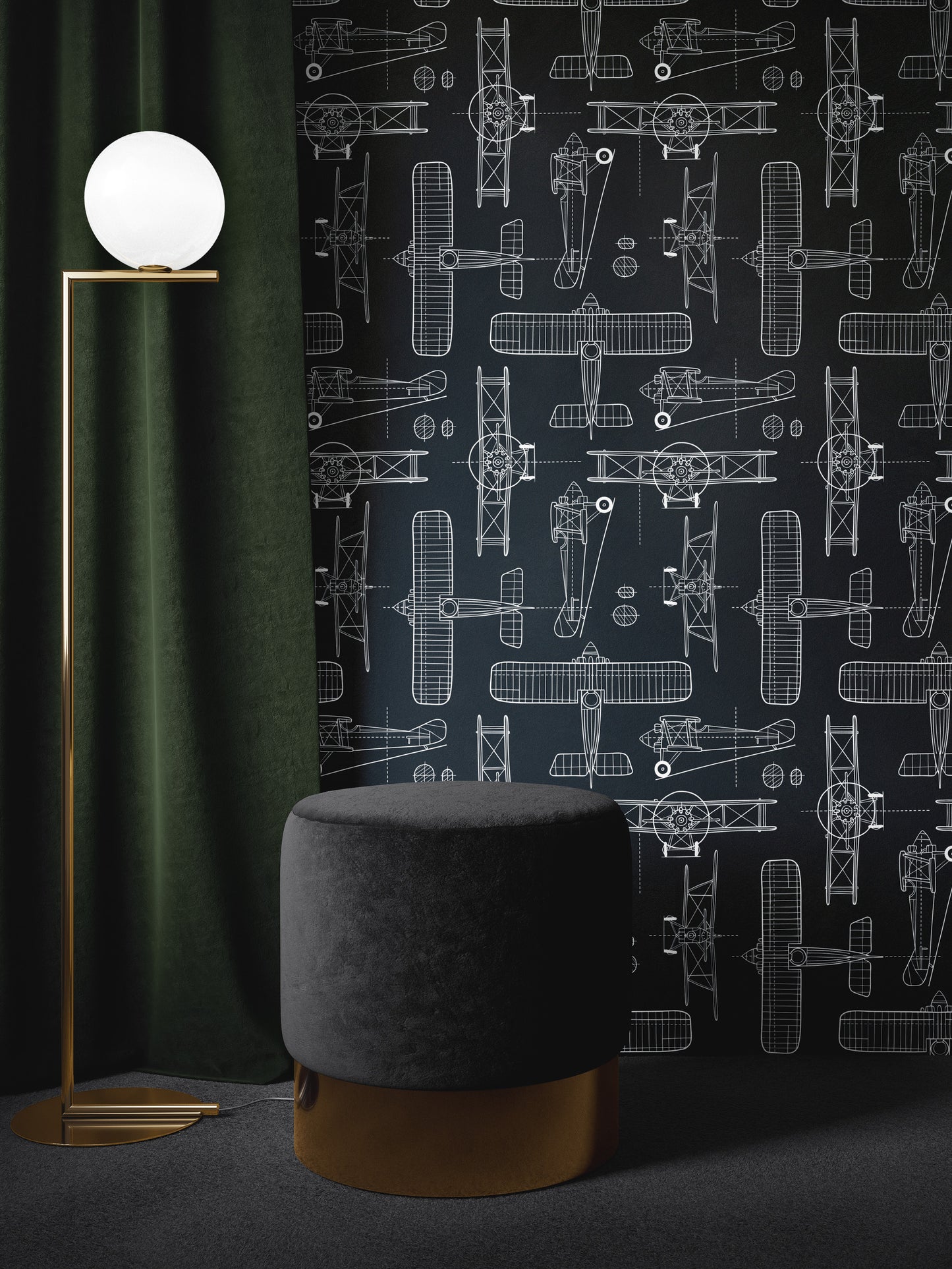 Airplane Blueprint Wallpaper - House of Parlington