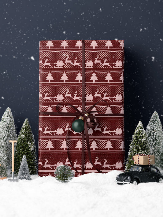 Sleigh Ride Christmas Sweater Wrapping Paper - House of Parlington
