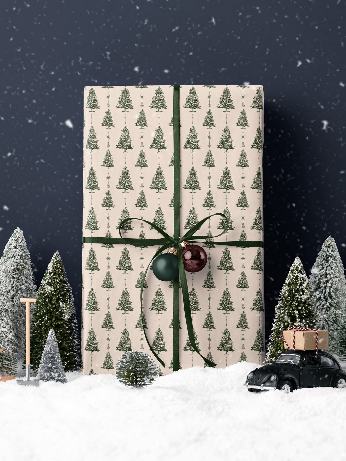 Snowy Christmas Tree Wrapping Paper - House of Parlington