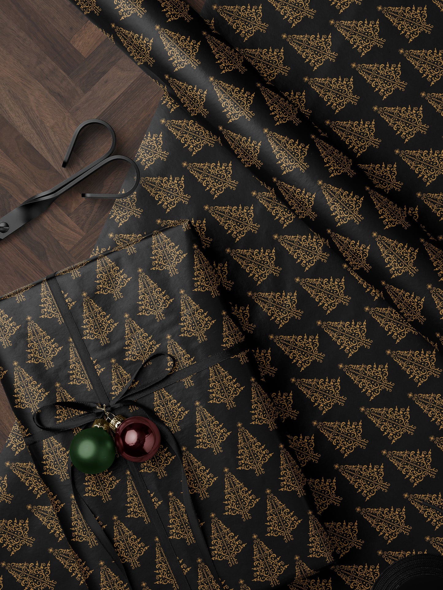 Elegant Christmas Tree - Black Wrapping Paper - House of Parlington