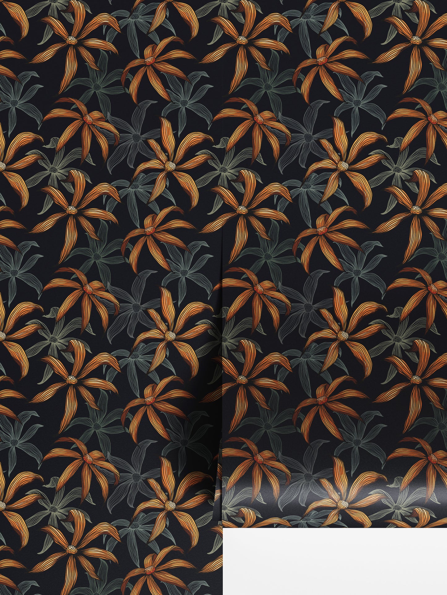Tropical Orange Flower Wallpaper - House of Parlington