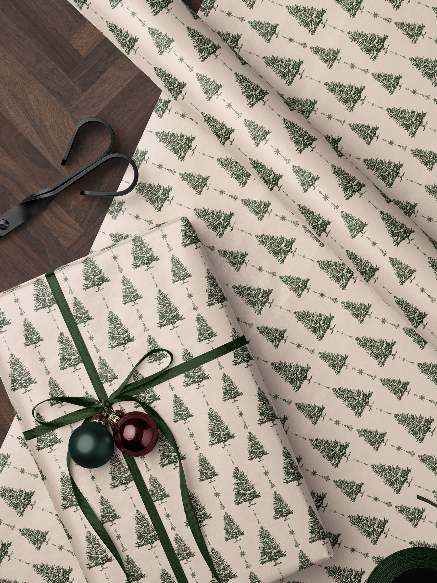 Snowy Christmas Tree Wrapping Paper - House of Parlington