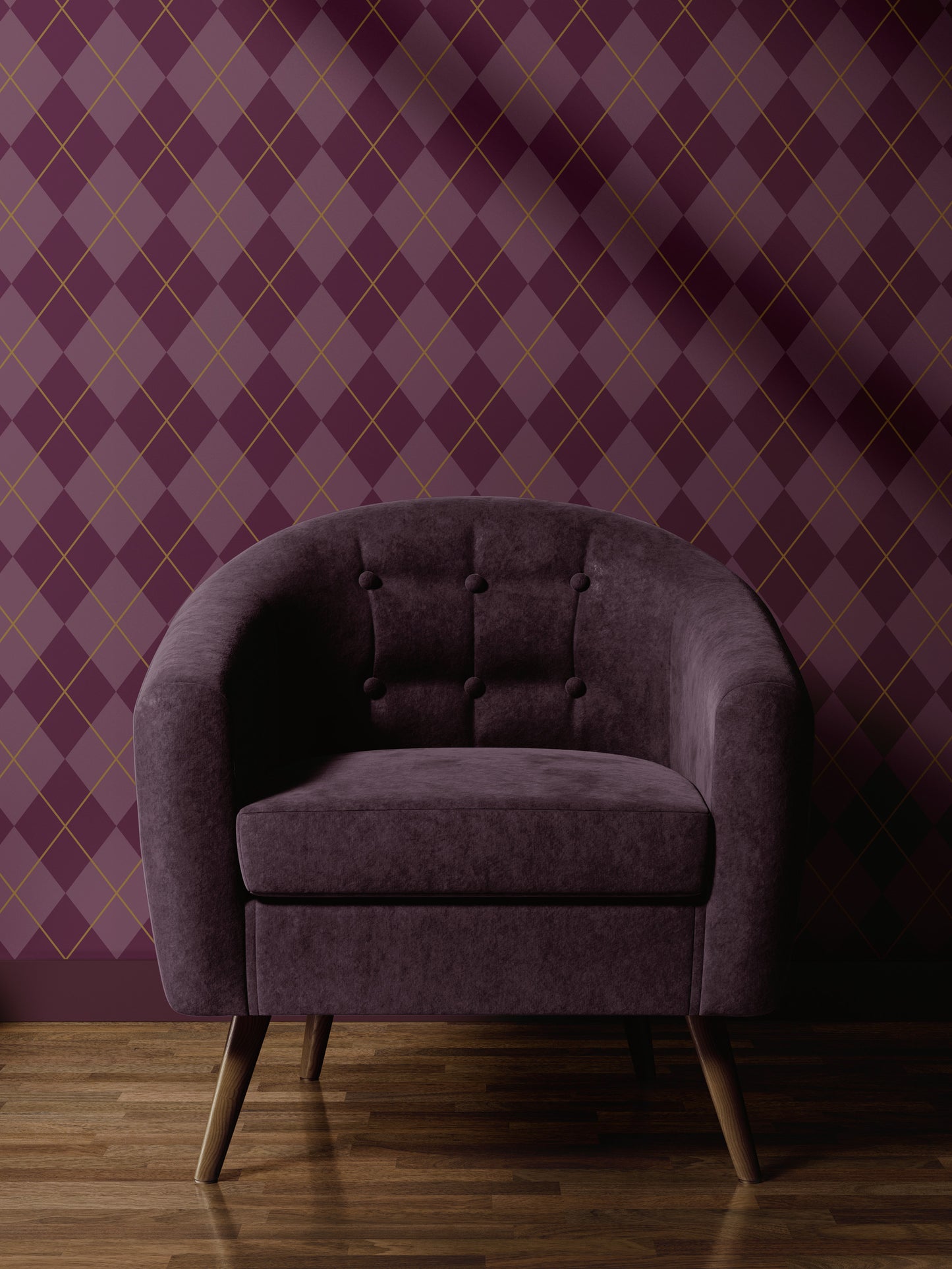 Plum Argyle Wallpaper - House of Parlington