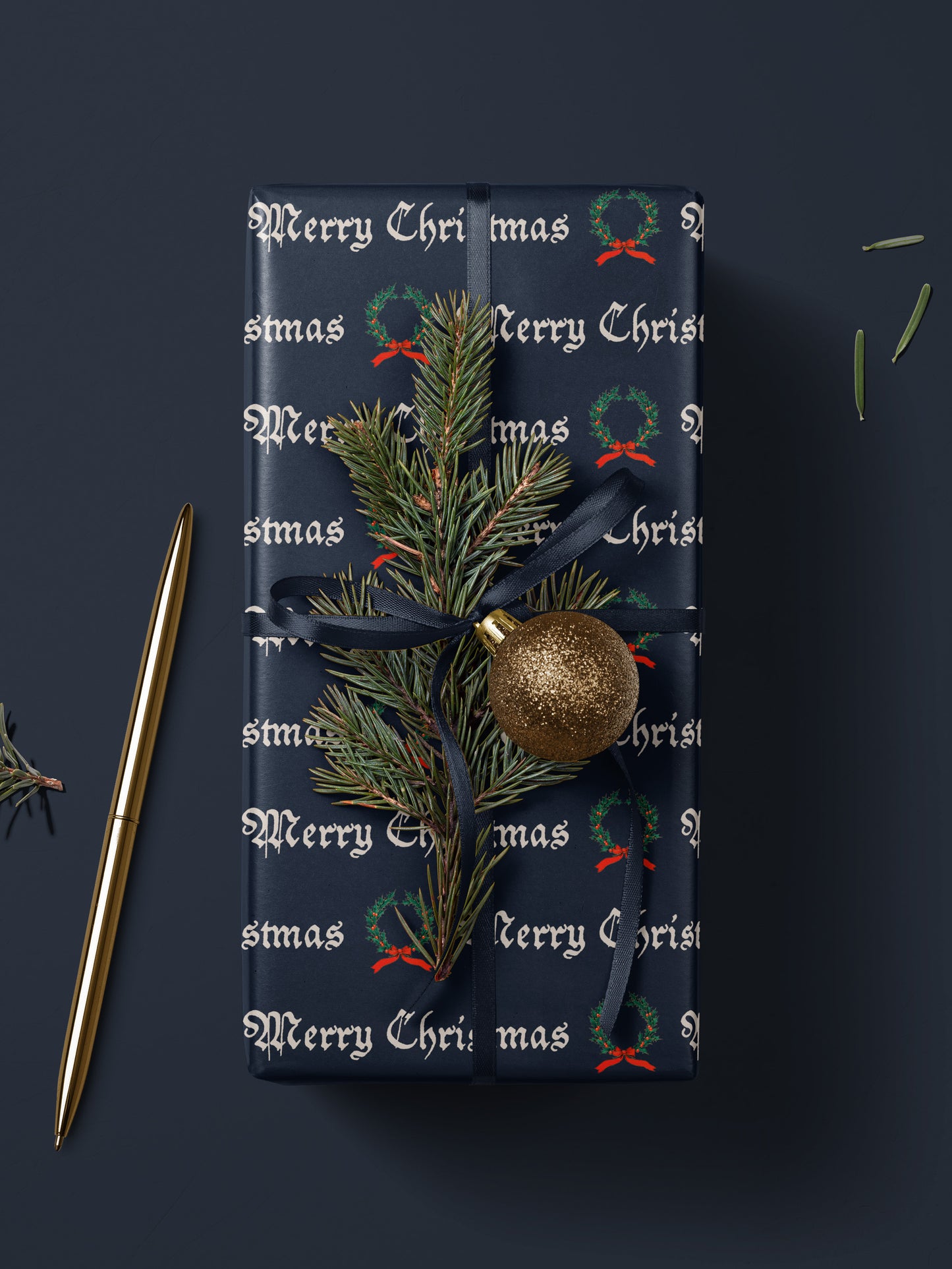 Merry Christmas - Blue Wrapping Paper - House of Parlington