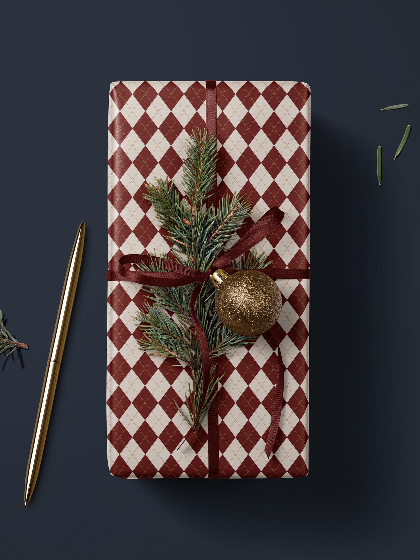 Christmas Red Argyle Wrapping Paper - House of Parlington