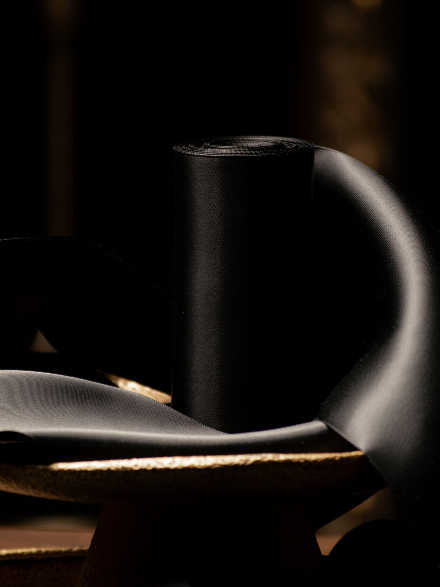 Black Double Faced Satin Ribbon - 4" | House of Parlington