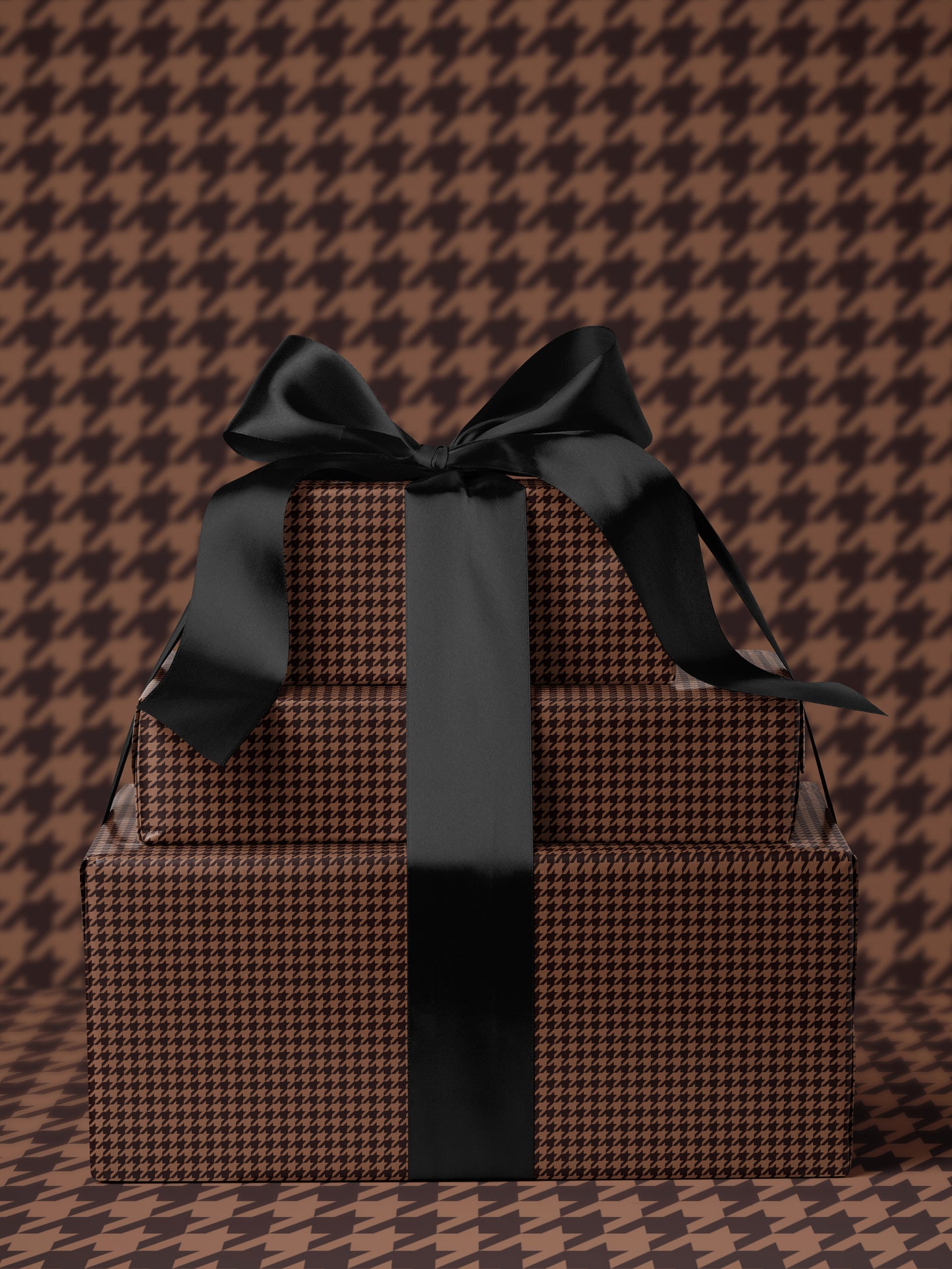 Brown Houndstooth Wrapping Paper - House of Parlington