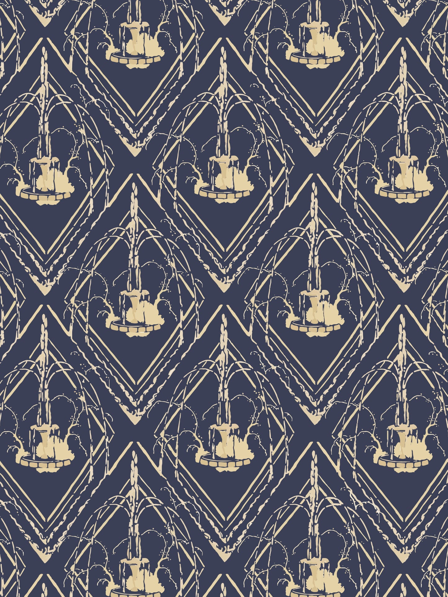 Art Deco Fountain Wallpaper - House of Parlington