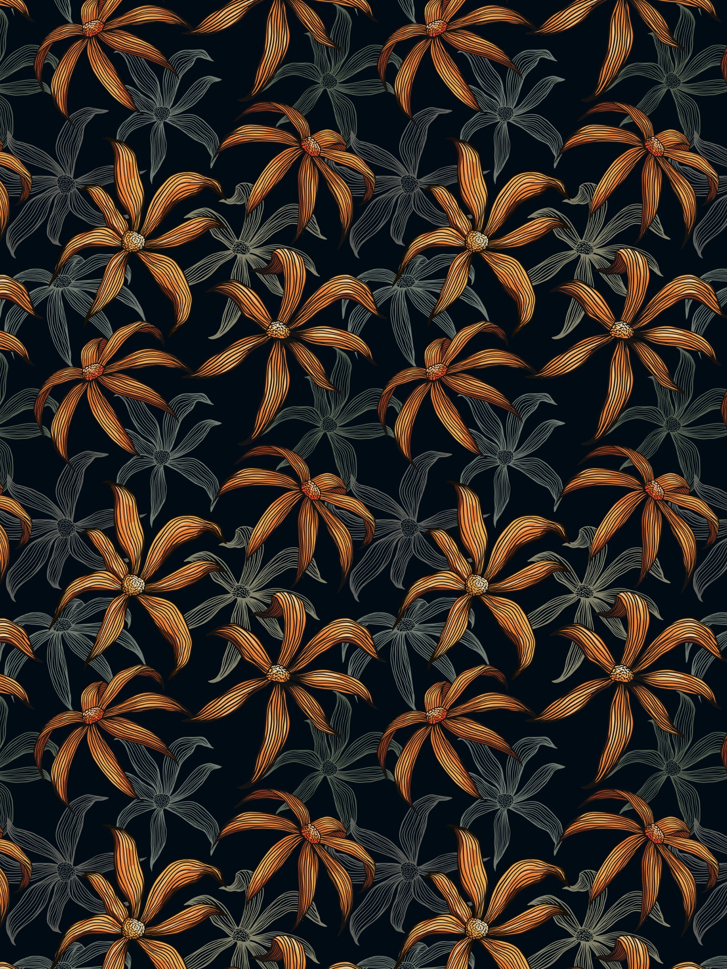Tropical Orange Flower Wallpaper - House of Parlington