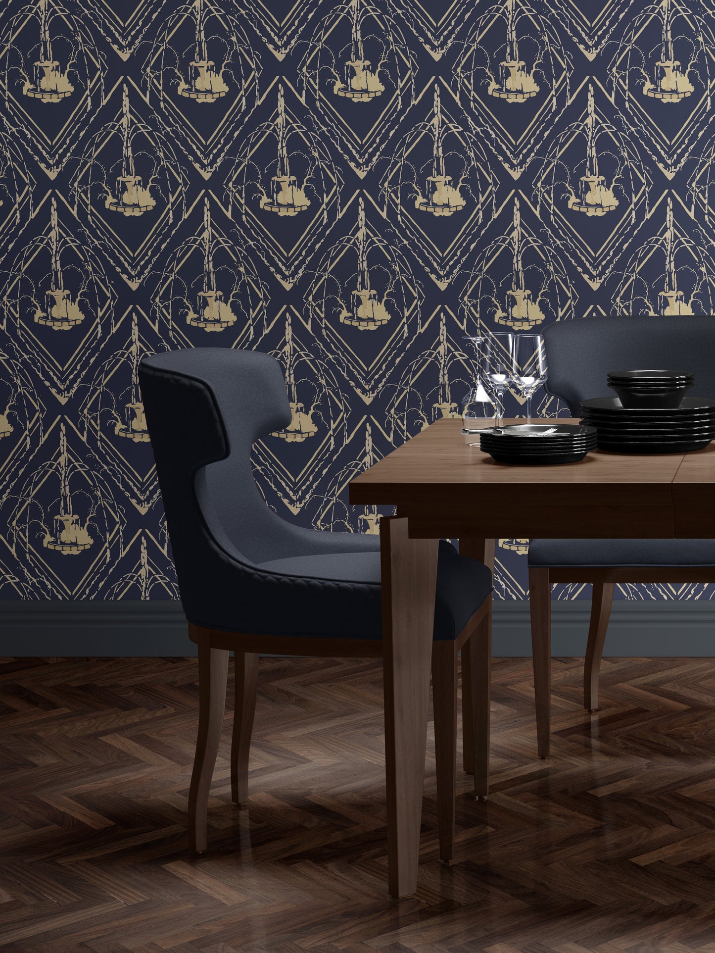 Art Deco Fountain Wallpaper - House of Parlington