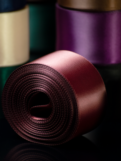 Satin ribbon sample set featuring luxury double faced ribbon in all available colors