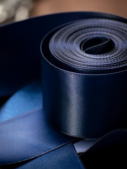 Navy Satin Ribbon - 1.5 Inch Double Faced