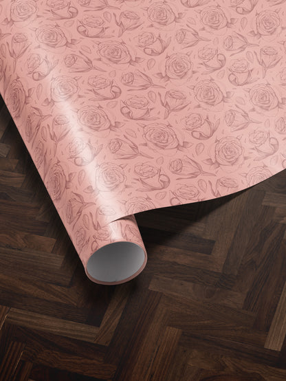 Pink Roses Wrapping Paper - House of Parlington