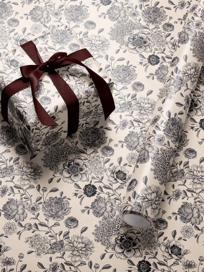 Black & White Roses Wrapping Paper - House of Parlington