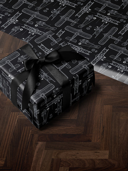 Airplane Blueprint Wrapping Paper - House of Parlington