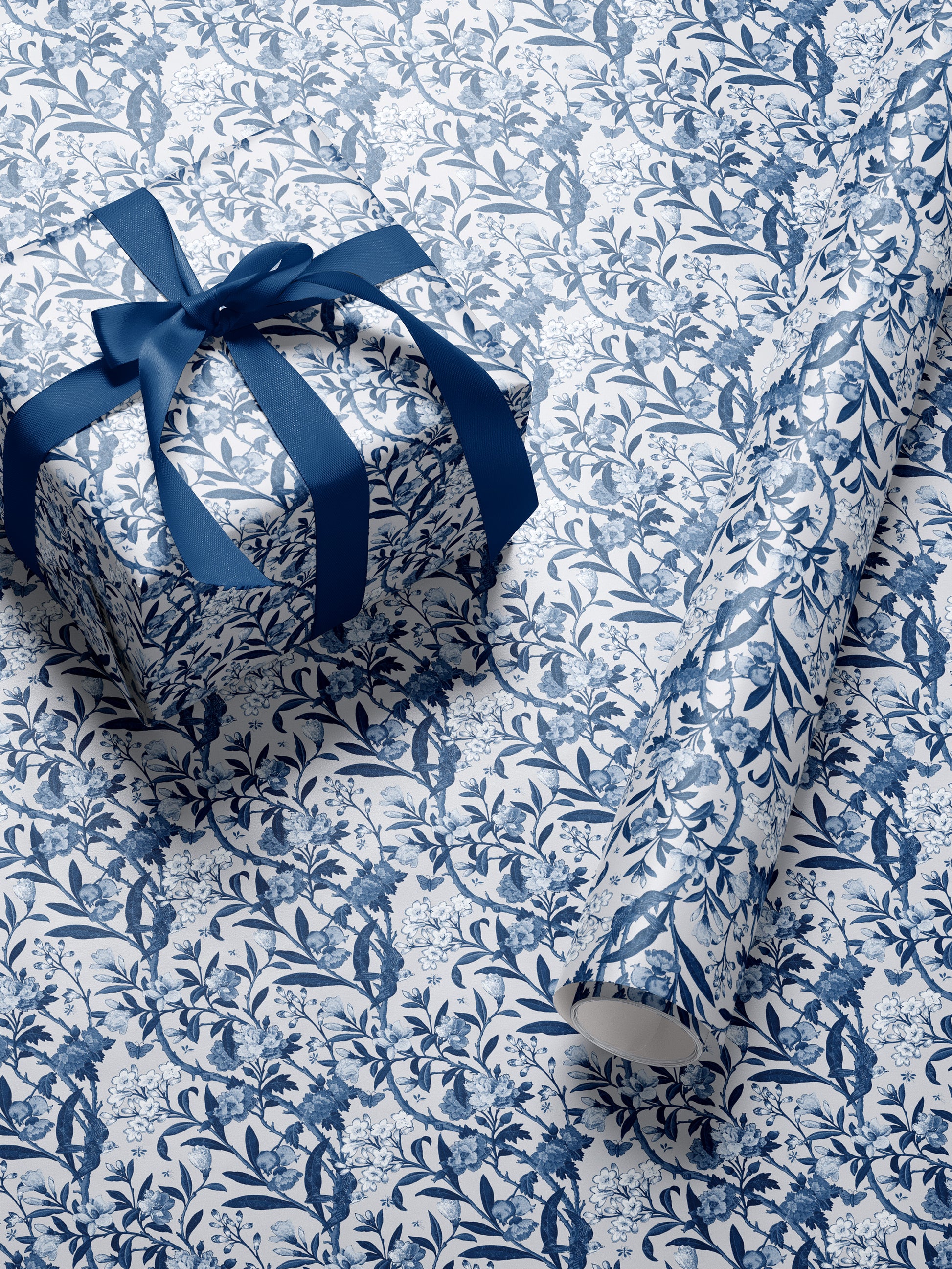 Blue Bird Floral Wrapping Paper - House of Parlington