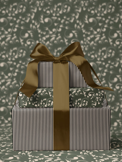 Olive Damask Wrapping Paper - House of Parlington