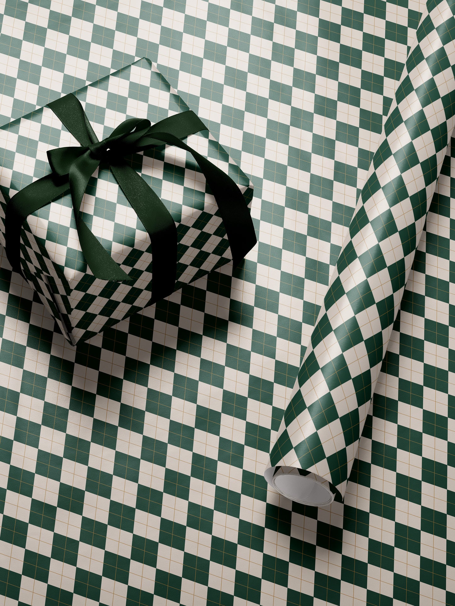 Christmas Green Argyle Wrapping Paper - House of Parlington