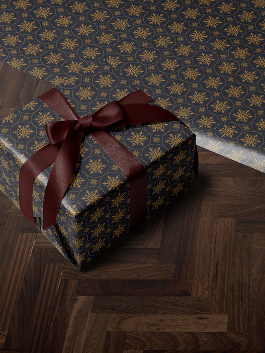 Golden Snowflakes Wrapping Paper - House of Parlington