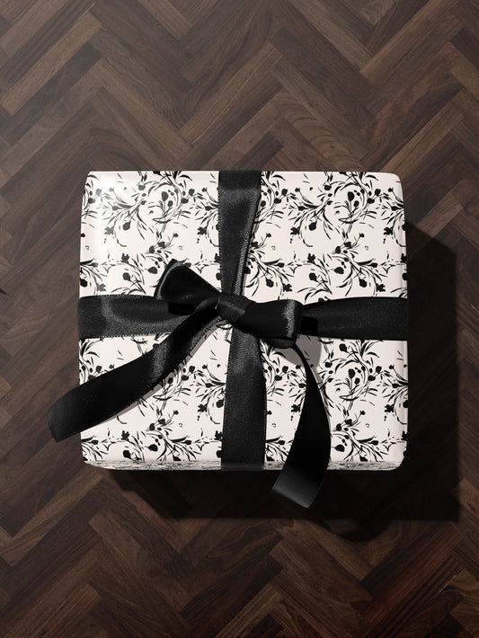 Black Floral Silhouette Wrapping Paper - House of Parlington