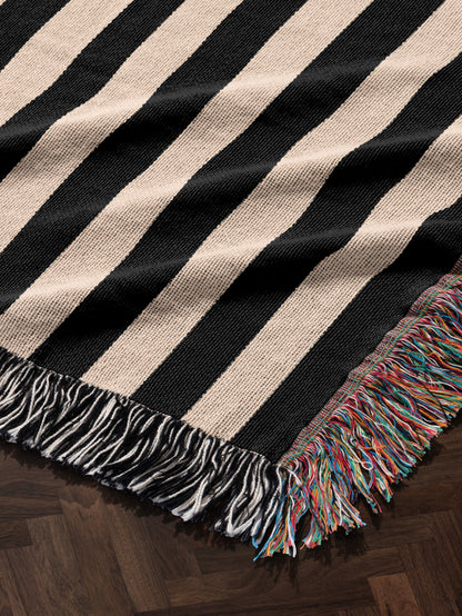 Black & White Stripe Woven Blanket | House of Parlington