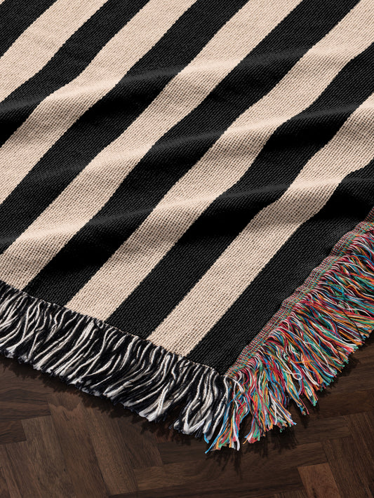 Black & White Stripe Woven Blanket | House of Parlington