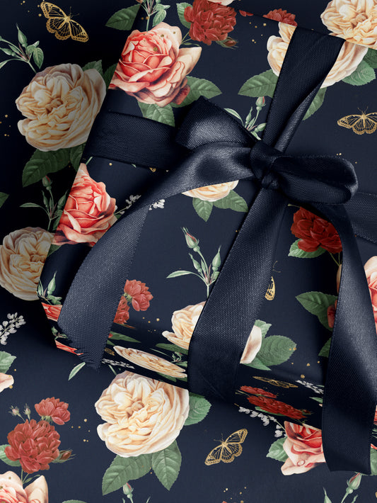 Roses & Butterflies Wrapping Paper - House of Parlington