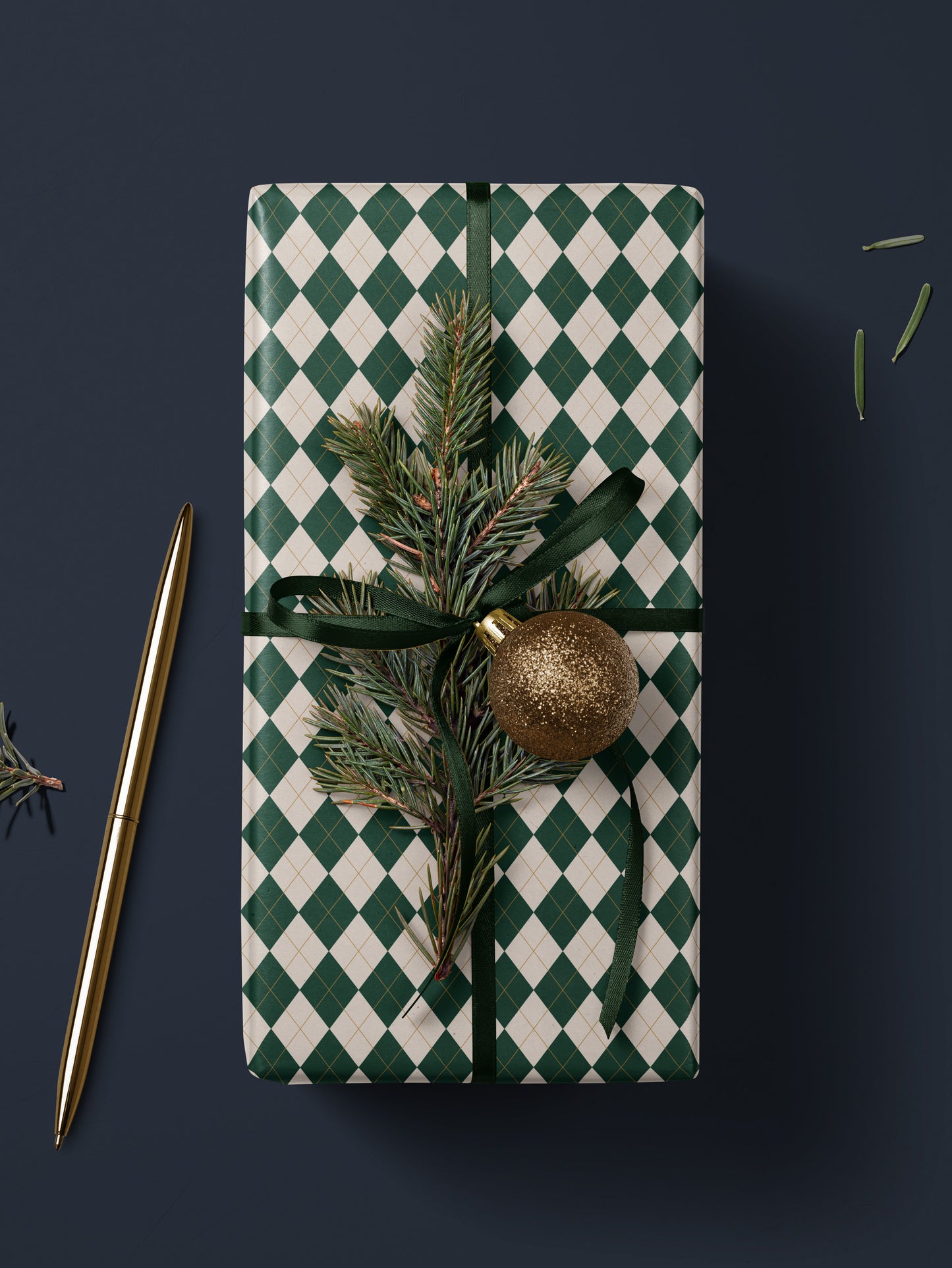 Christmas Green Argyle Wrapping Paper - House of Parlington