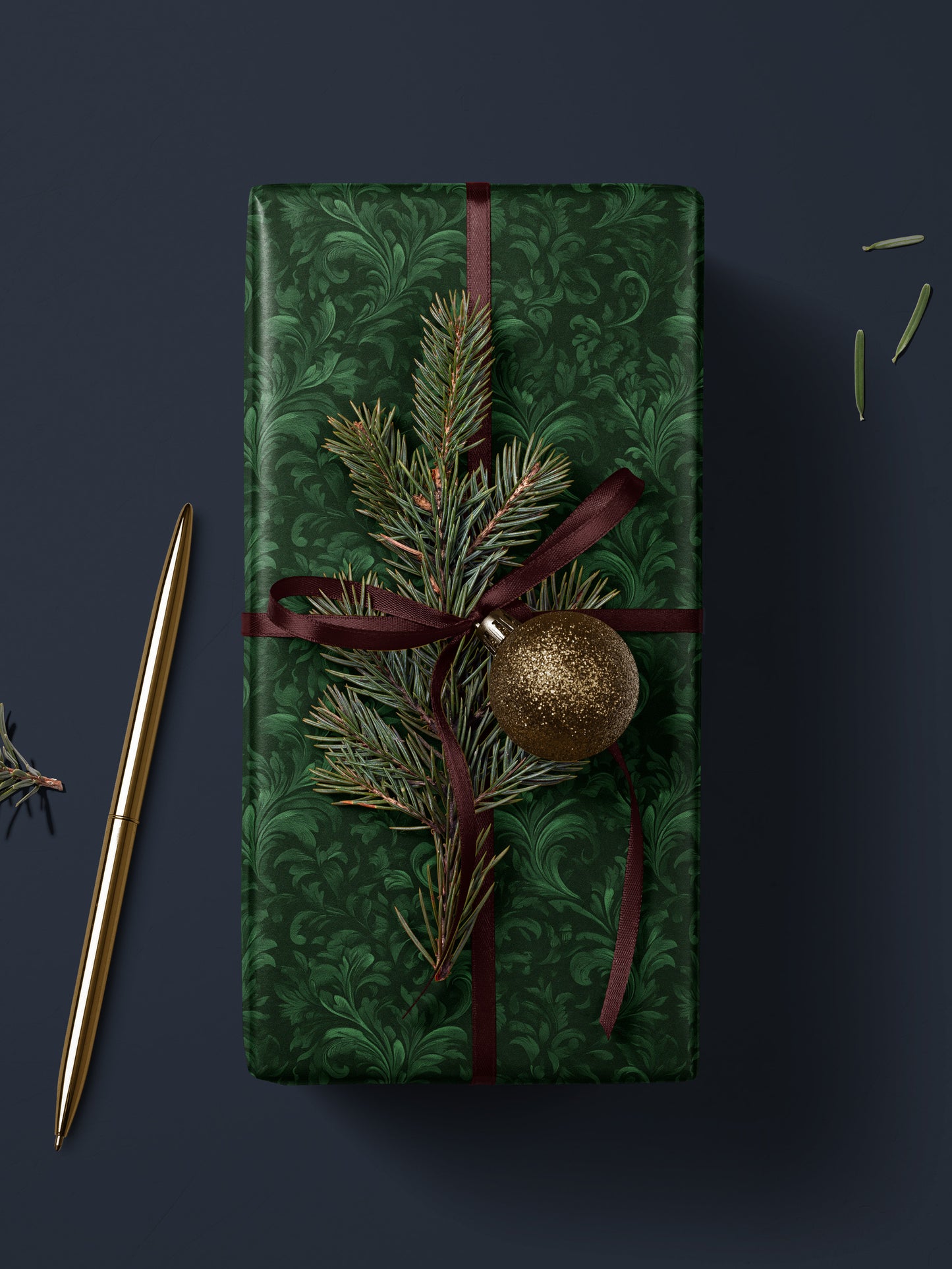 Dark Botanical Damask - Wrapping Paper | House of Parlington