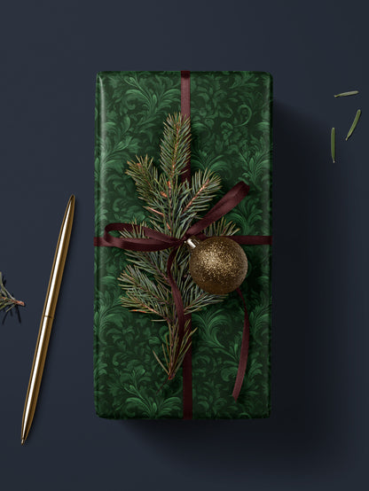 Dark Botanical Damask - Wrapping Paper | House of Parlington