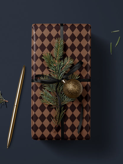 Brown Harlequin Wrapping Paper - House of Parlington