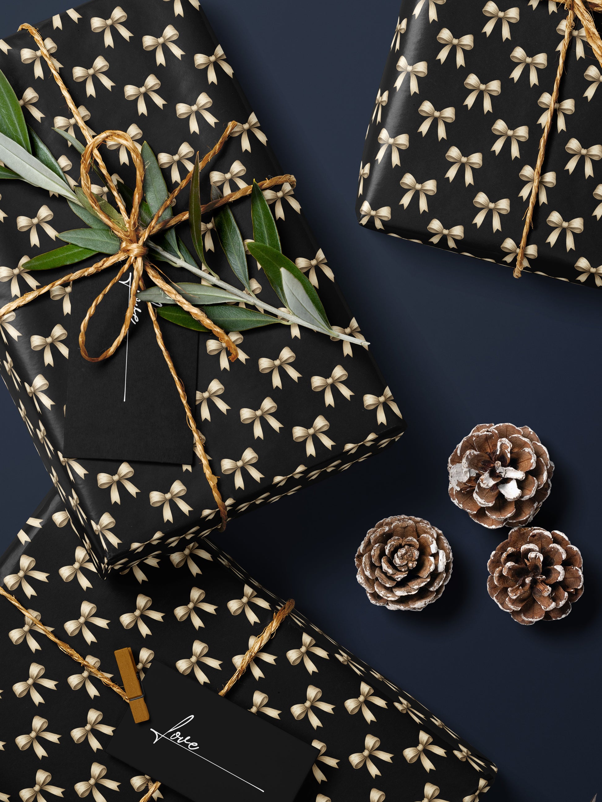 Elegant Bows - Black Wrapping Paper - House of Parlington