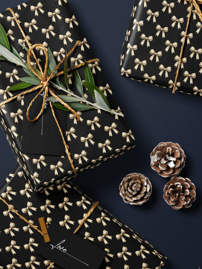 Elegant Bows - Black Wrapping Paper - House of Parlington