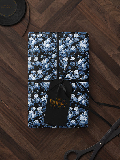 Blue & White Floral Wrapping Paper - House of Parlington