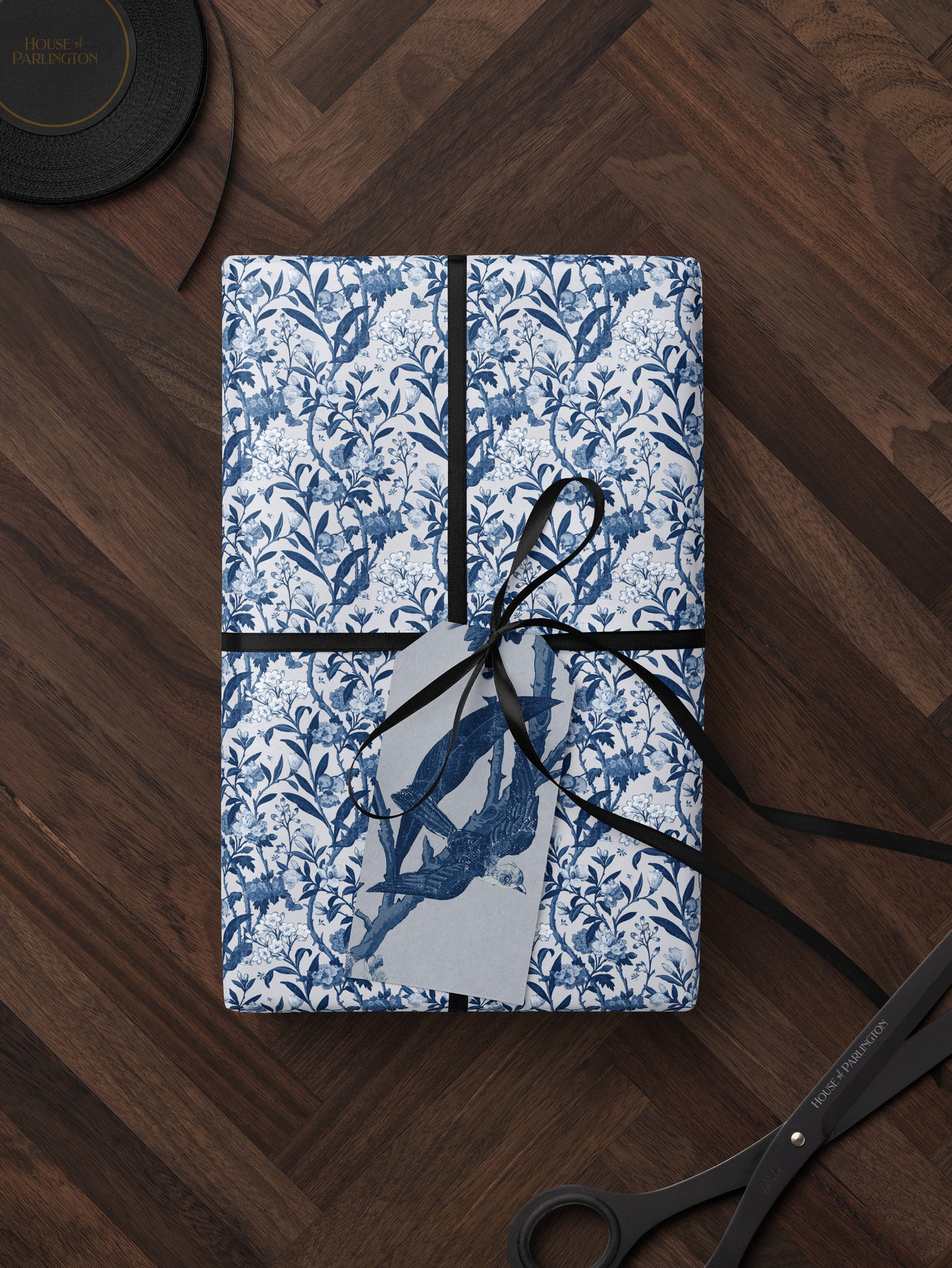 Blue Bird Floral Wrapping Paper - House of Parlington