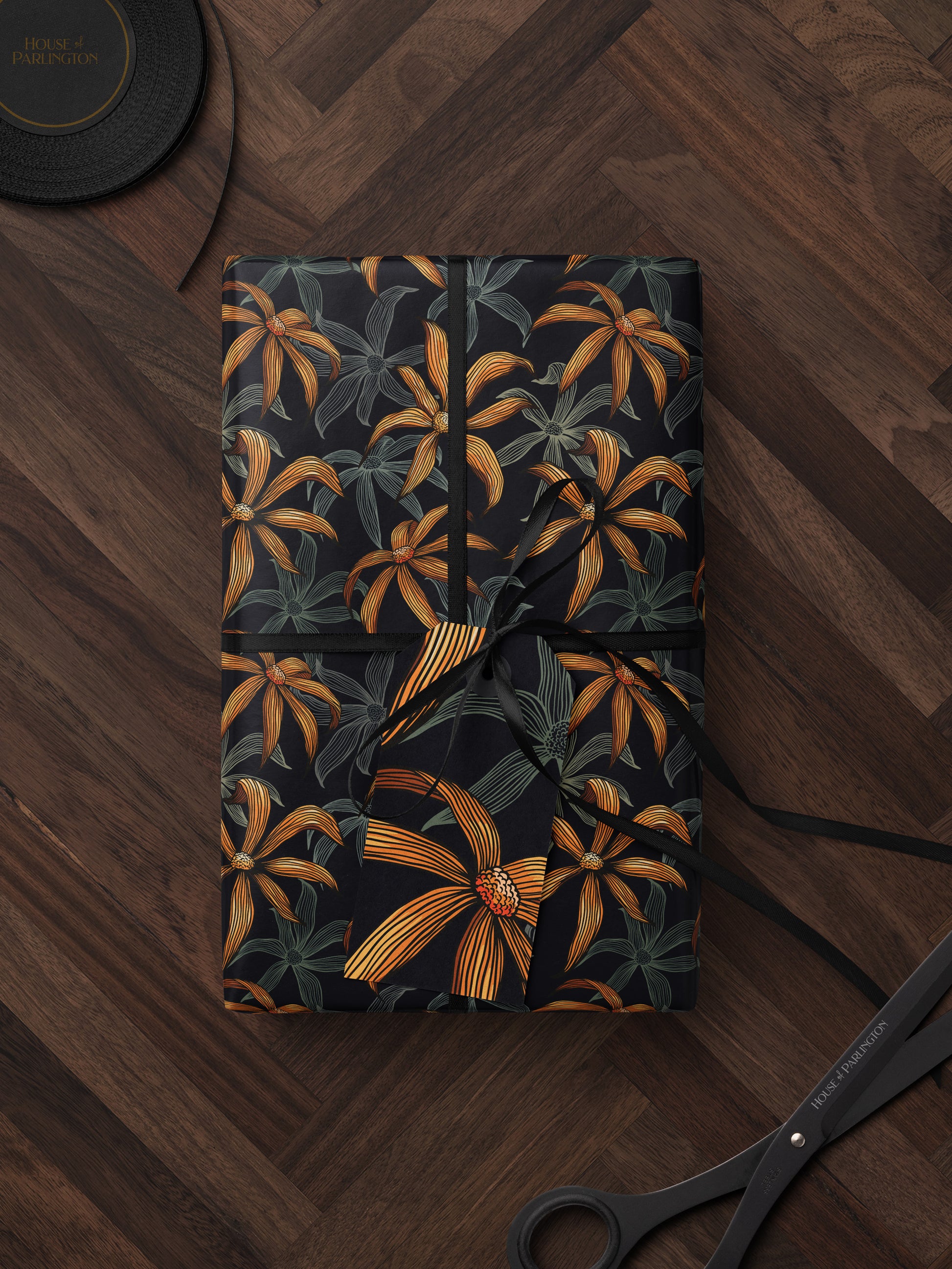 Tropical Orange Flower Wrapping Paper - House of Parlington