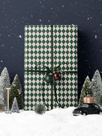 Christmas Green Argyle Wrapping Paper - House of Parlington