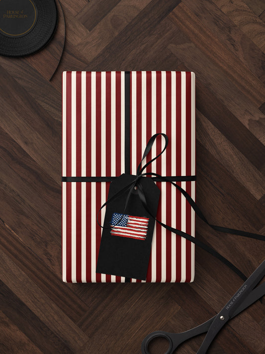 Classic Red & White Stripes Wrapping Paper - House of Parlington