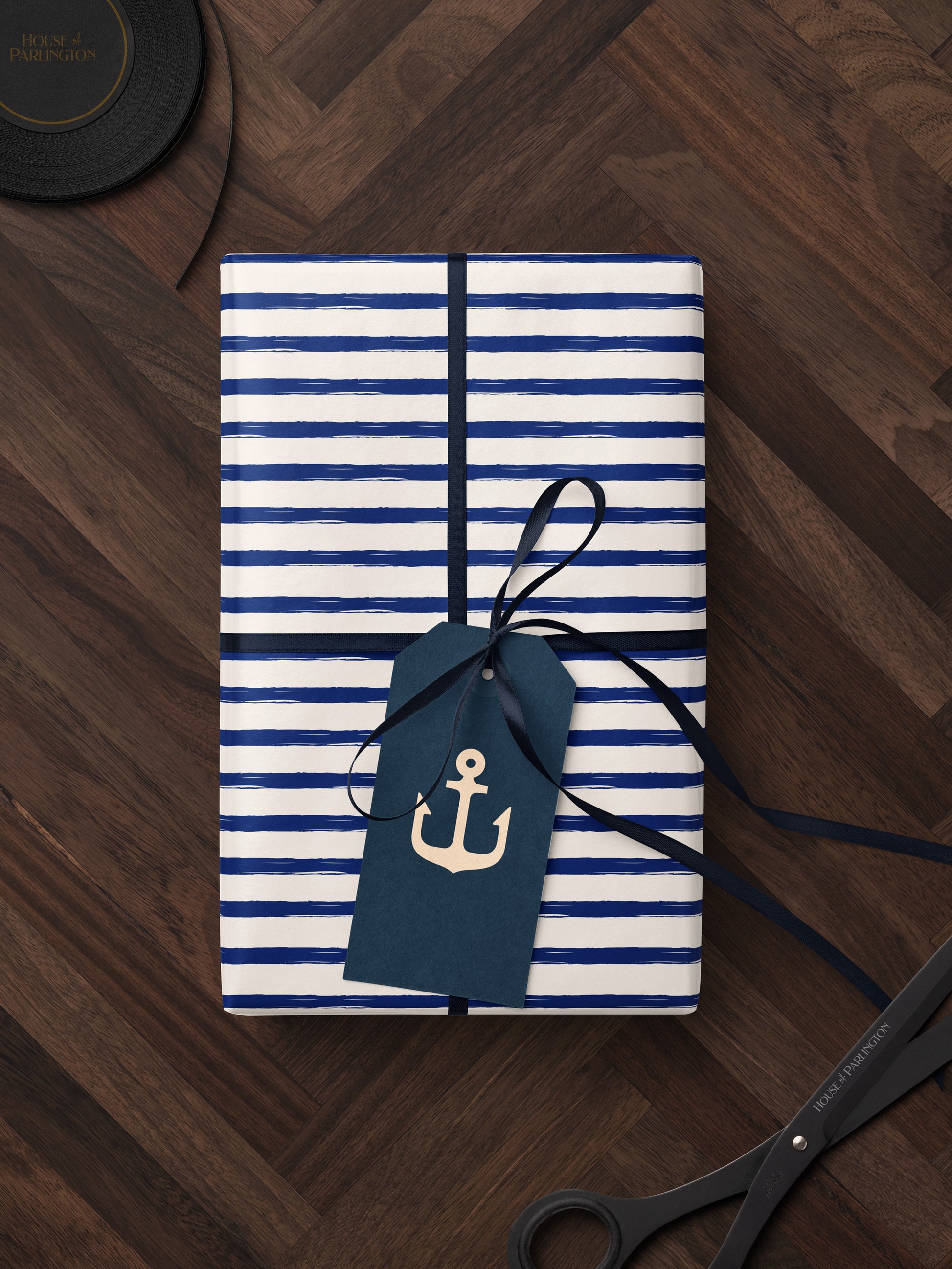 Nautical Blue Stripes Wrapping Paper - House of Parlington