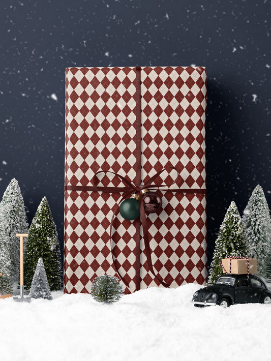 Christmas Red Argyle Wrapping Paper - House of Parlington