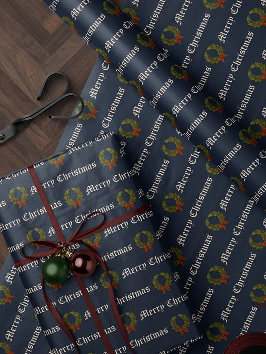 Merry Christmas - Blue Wrapping Paper | House of Parlington
