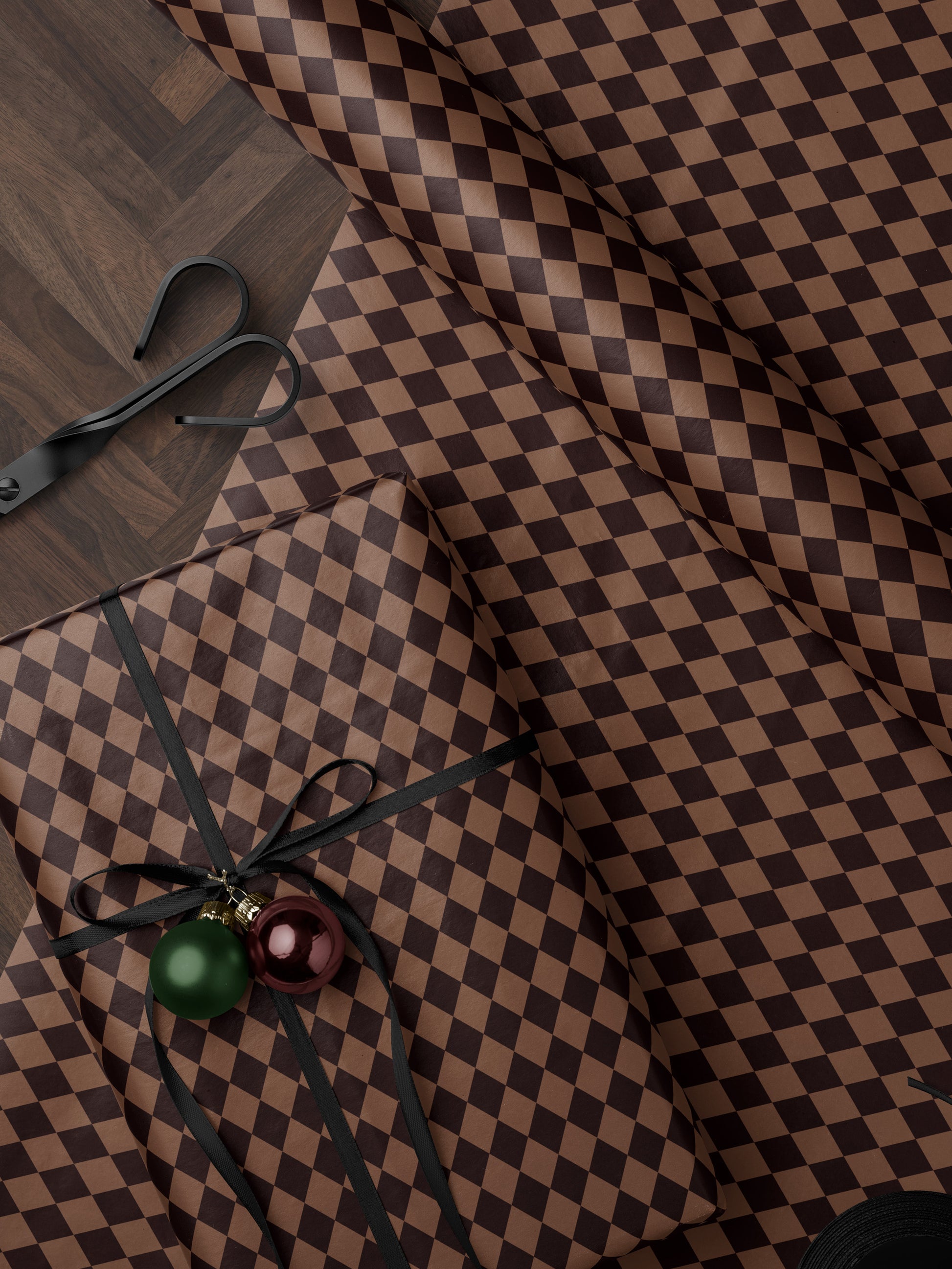 Brown Harlequin Wrapping Paper - House of Parlington