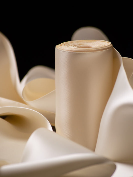 Ivory Double Faced Satin Ribbon - 4" | House of Parlington