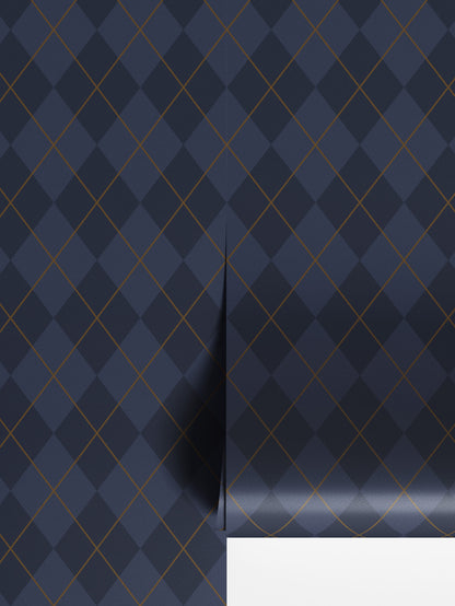 Blue Argyle Wallpaper - House of Parlington